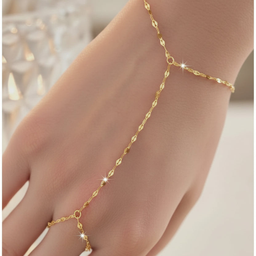 3PCS 14K Gold-Plated Hand Chain Bracelets for Women